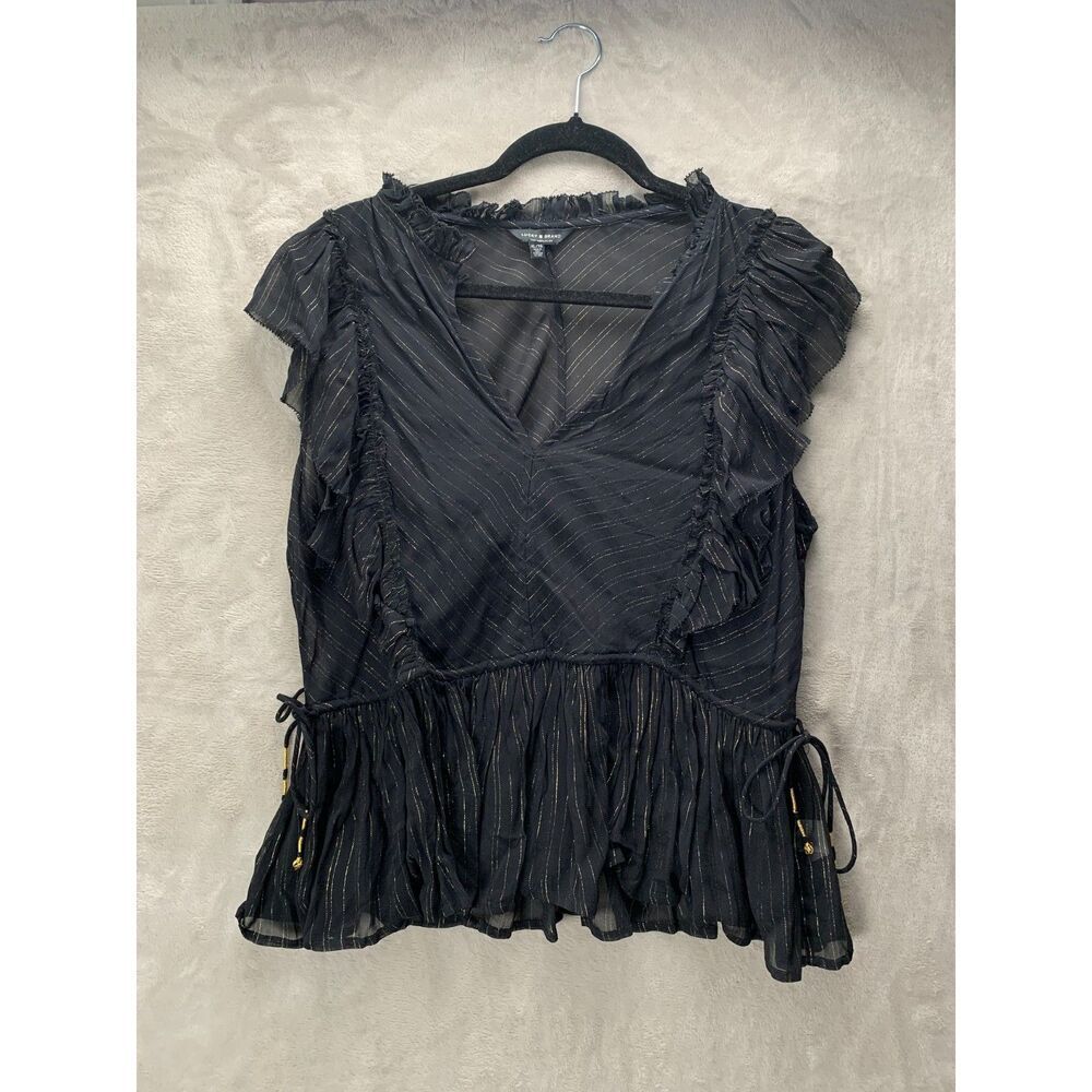 LUCKY BRAND | XL/TG WOMEN'S | SHEER BLOUSE in BLACK GOLD